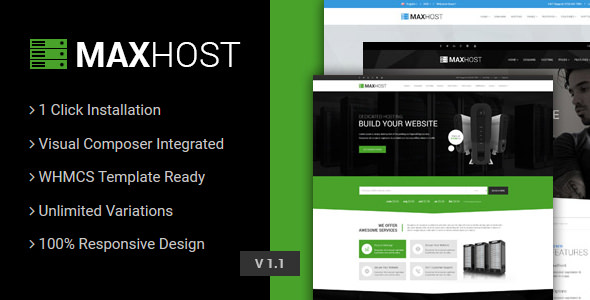 MaxHost - Web Hosting WHMCS and Corporate Business WordPress Theme with WooCommerce