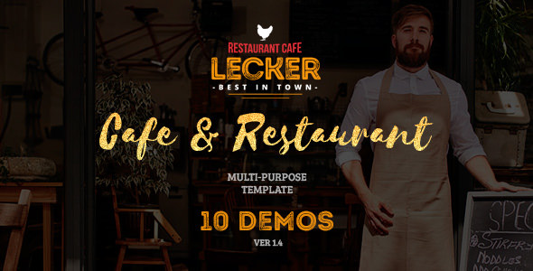 Lecker Restaurant - 咖啡馆餐厅HTML模板