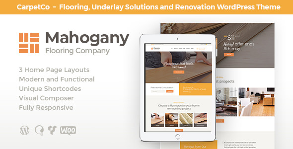 Mahogany - 地板公司网站模板WordPress主题