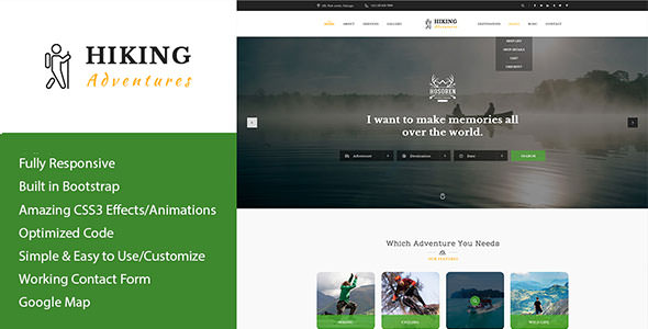 Hiking Adventures v1.0 - 户外徒步旅行HTML模板