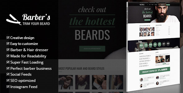  Barber - Beauty salon website template WordPress theme