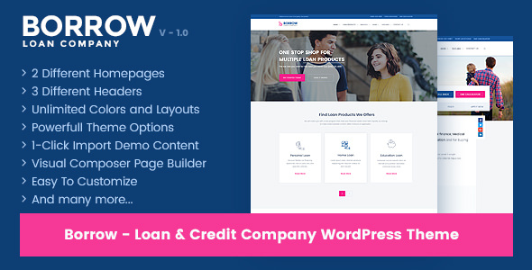 Borrow - Loan Company Responsive WordPress Theme