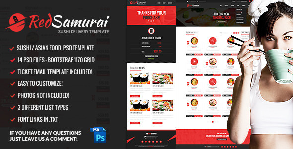 Red Samurai - 健康餐饮PSD模板