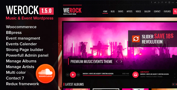 WeRock v1.5.6 - 多用途音乐活动WordPress主题