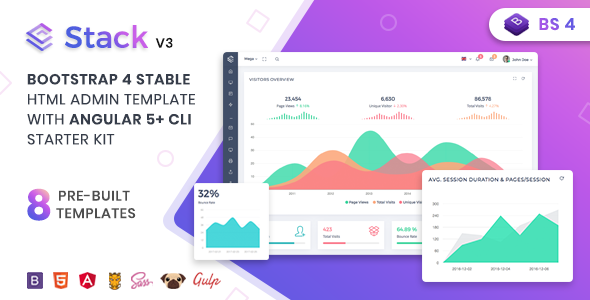 Stack v3.0 - Bootstrap 4 管理模板 Angular 5+ CLI 工具包