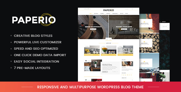 Paperio - 多用途博客网站模板WordPress主题