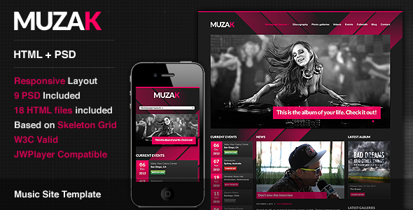 Muzak - 高级音乐网站模板