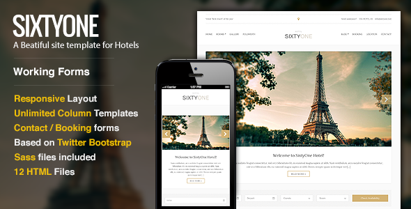 SixtyOne - 响应式酒店HTML模板