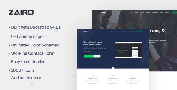 Zairo - 多用途 Bootstrap 4 着陆页模板