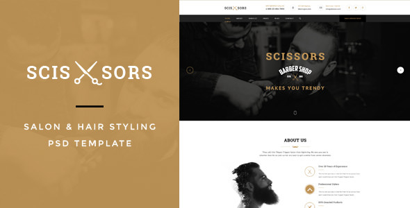 Scissors - Salon & Hair Styling PSD Template