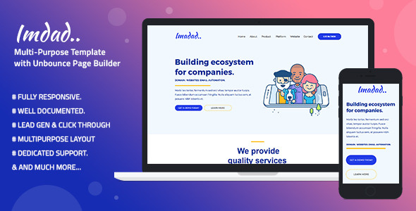 Imadad - 多功能Unbounce模板