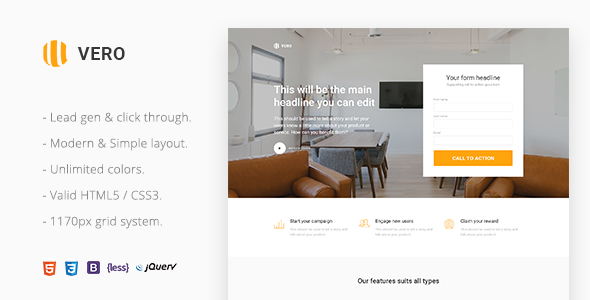 Vero - 营销着陆页Html模板