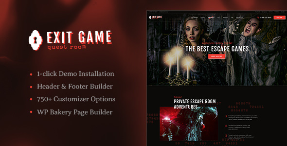  Exit Game - Secret Room Escape Industry Website Template WordPress Theme