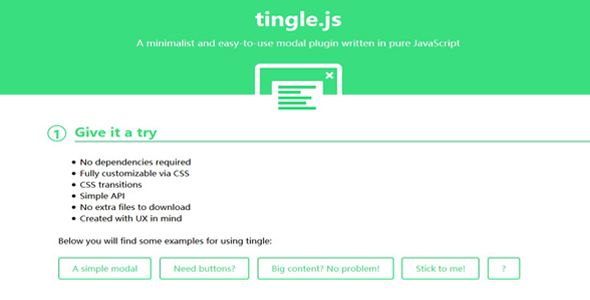 tingle - 简单实用纯JavaScript模态窗口插件
