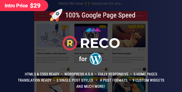 Reco - 小型博客杂志WordPress主题