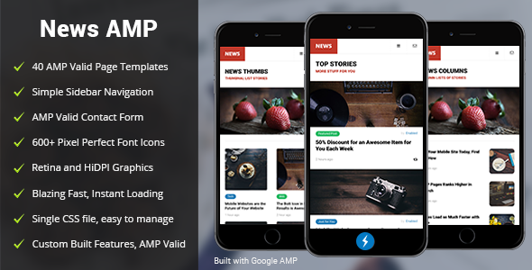 AMP News Mobile - 手机移动Google AMP模板