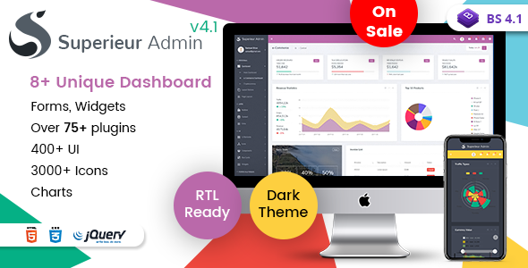 Superieur Admin - 响应式Bootstrap 4管理模板仪表板