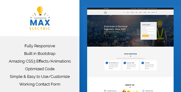 Max Electric - 电工HTML模板