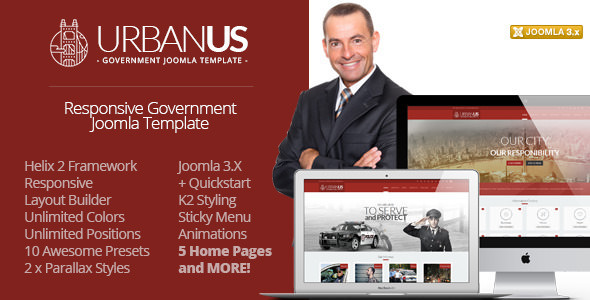 Urbanus - 响应式政府机构Joomla模板