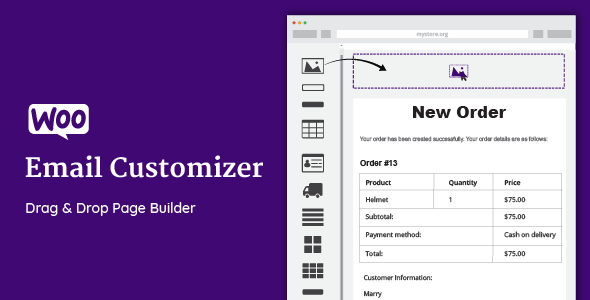 WooCommerce Email Customizer 商店通知邮件拖拽编辑器