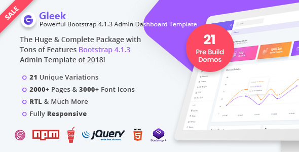 Gleek  - Bootstrap 4管理仪表板模板