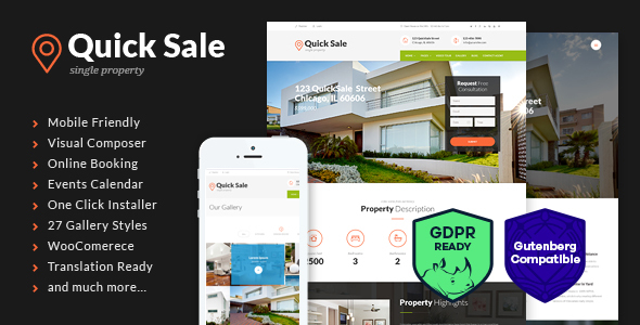  Quick Sale - Professional Real Estate Sales WordPress Theme