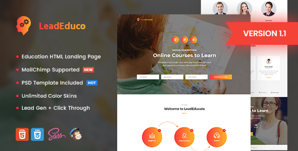 LeadEduco - 教育HTML着陆页模板