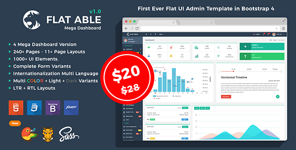 Flat Able - Bootstrap 4 后台模板