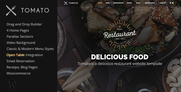 Tomato - 餐厅咖啡厅网站模板WordPress主题