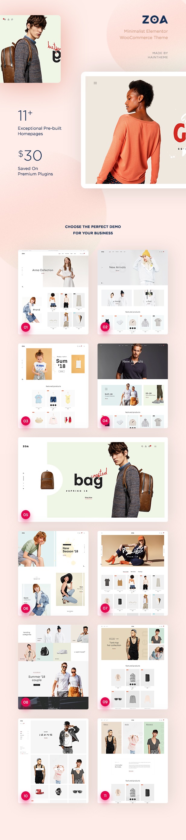 Zoa - 极简主义在线商店WooCommerce主题