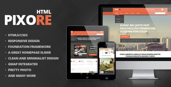 Pixore  - 响应式多用途HTML5模板