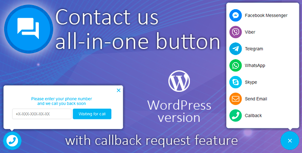  All in One Support Button + Callback Request WhatsApp Messenger Telegram LiveChat and more...