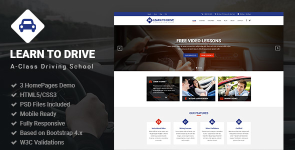 LearnToDrive - 驾校培训HTML5模板