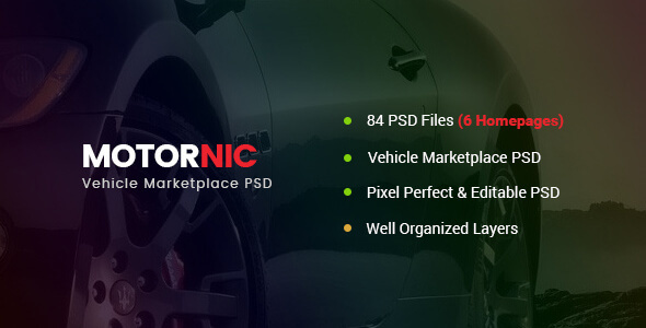 MotorNic - 汽车市场PSD模板
