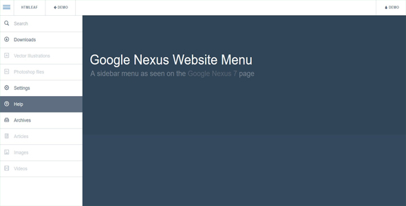 Google Nexus 7 侧边栏导航菜单特效