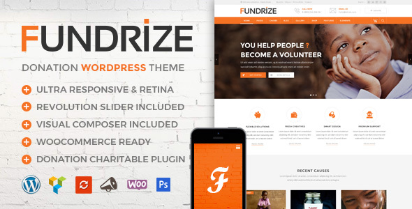  Fundrize - Charity Donation Charity Website Template WordPress Theme