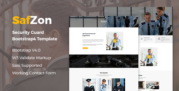 SafZon - 安全警卫Bootstrap 4模板