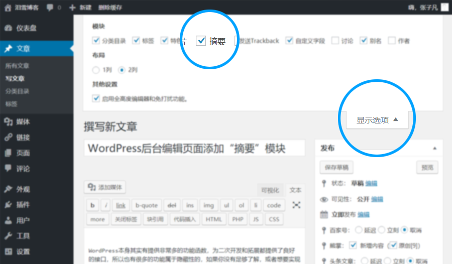 WordPress 后台编辑页面添加摘要选项