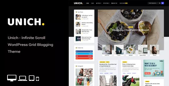 Unich - 无限加载WordPress食谱主题