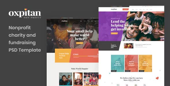  Oxpitan - non-profit charity fundraising PSD template