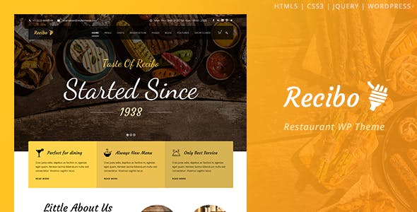 Recibo - Restaurant / Food / Cook WordPress Theme