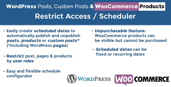 Post & Products Scheduler / Restrict Access 文章产品可见性插件