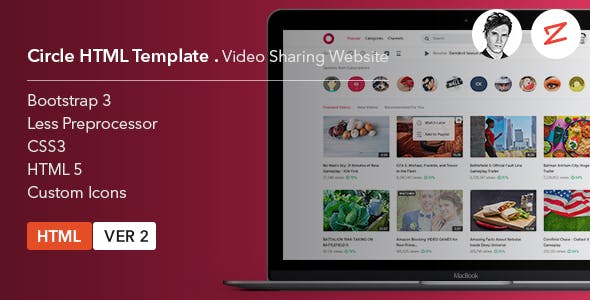  Circle - Video sharing website HTML template