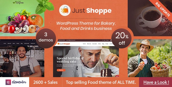 Justshoppe - 蛋糕面包店甜品网站模板WordPress主题