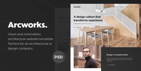 Arcworks - 建筑设计公司PSD模板