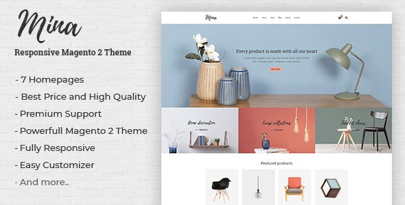 Mina - 家具手工制作商店Magento 2主题