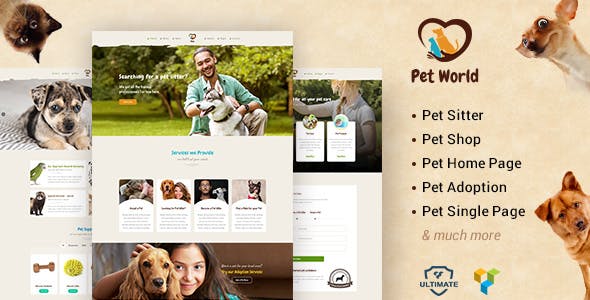 Pet World - 宠物店动物护理WordPress主题