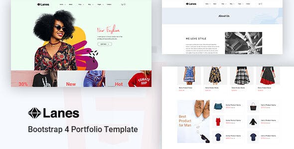 Lanes - 电子商务Bootstrap 4模板
