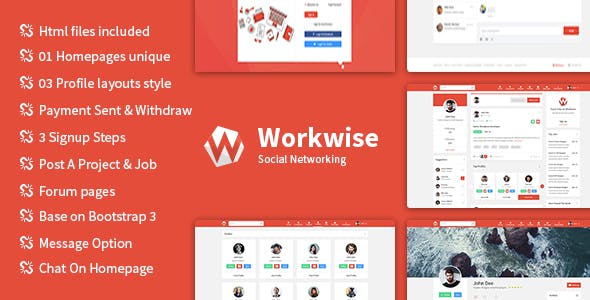 Workwise - 自由职业社交网络HTML模板