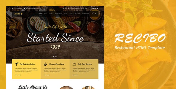 Recibo - 餐厅食物HTML模板